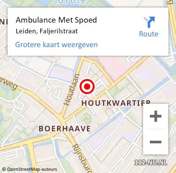 Locatie op kaart van de 112 melding: Ambulance Met Spoed Naar Leiden, Faljerilstraat op 13 januari 2020 22:52