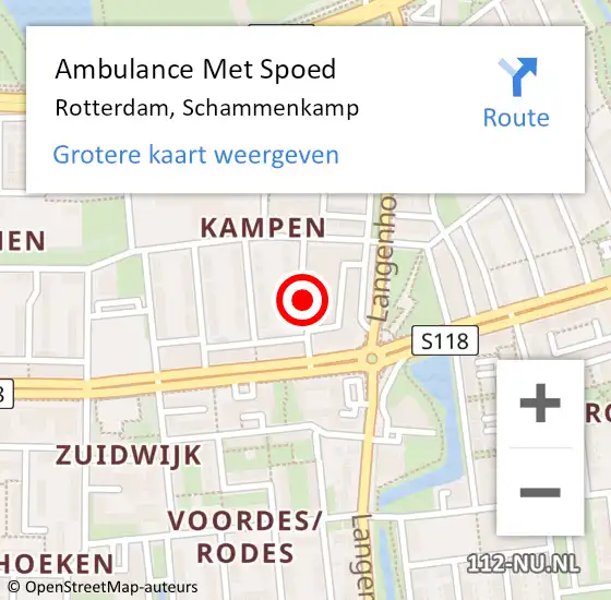 Locatie op kaart van de 112 melding: Ambulance Met Spoed Naar Rotterdam, Schammenkamp op 13 januari 2020 23:54