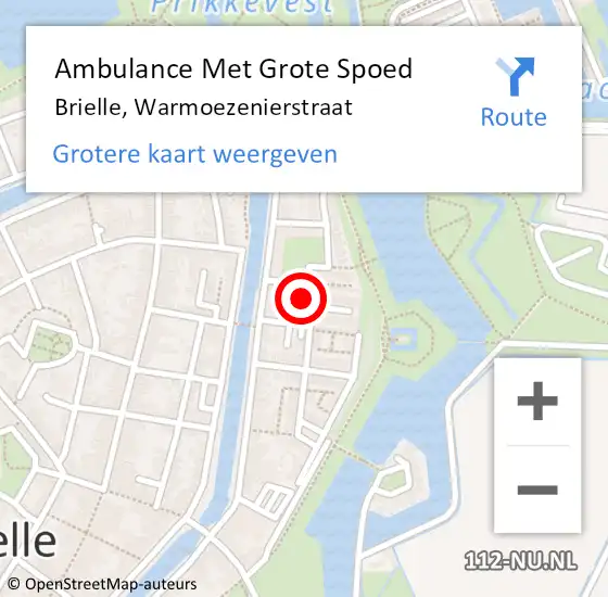 Locatie op kaart van de 112 melding: Ambulance Met Grote Spoed Naar Brielle, Warmoezenierstraat op 13 januari 2020 23:59