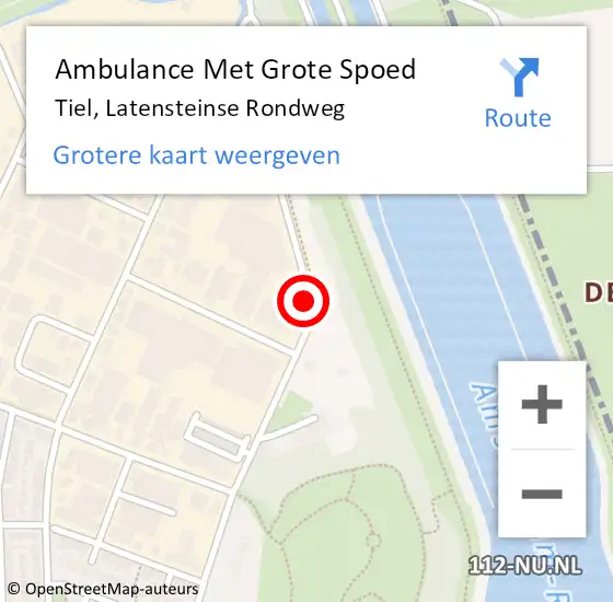 Locatie op kaart van de 112 melding: Ambulance Met Grote Spoed Naar Tiel, Latensteinse Rondweg op 14 januari 2020 00:38