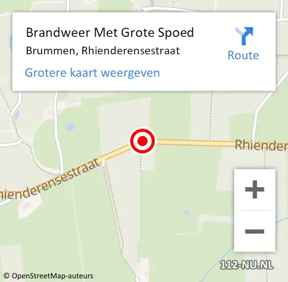 Locatie op kaart van de 112 melding: Brandweer Met Grote Spoed Naar Brummen, Rhienderensestraat op 14 januari 2020 08:01