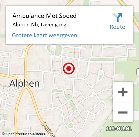 Locatie op kaart van de 112 melding: Ambulance Met Spoed Naar Alphen Nb, Lavengang op 14 januari 2020 08:23