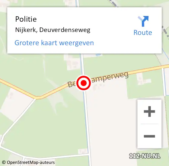 Locatie op kaart van de 112 melding: Politie Nijkerk, Deuverdenseweg op 14 januari 2020 09:06