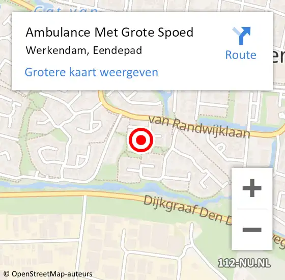 Locatie op kaart van de 112 melding: Ambulance Met Grote Spoed Naar Werkendam, Eendepad op 14 januari 2020 09:49