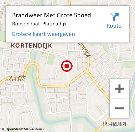 Locatie op kaart van de 112 melding: Brandweer Met Grote Spoed Naar Roosendaal, Platinadijk op 14 januari 2020 10:56