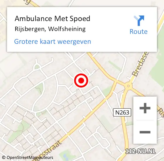 Locatie op kaart van de 112 melding: Ambulance Met Spoed Naar Rijsbergen, Wolfsheining op 14 januari 2020 10:56