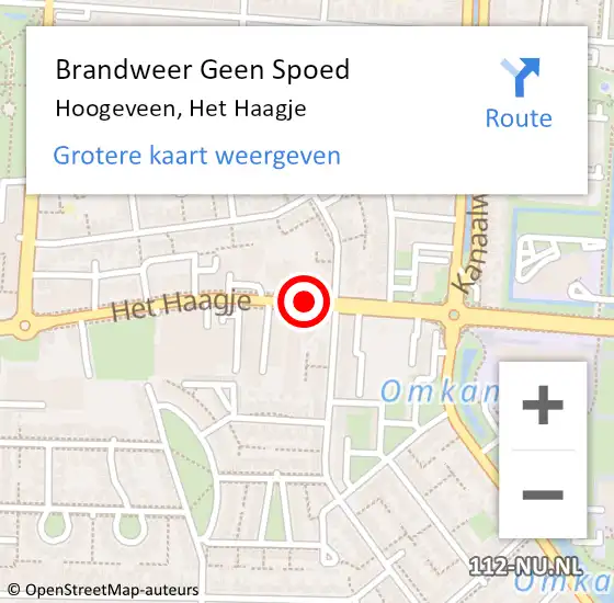 Locatie op kaart van de 112 melding: Brandweer Geen Spoed Naar Hoogeveen, Het Haagje op 14 januari 2020 11:00