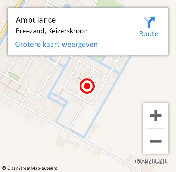 Locatie op kaart van de 112 melding: Ambulance Breezand, Keizerskroon op 14 januari 2020 11:33