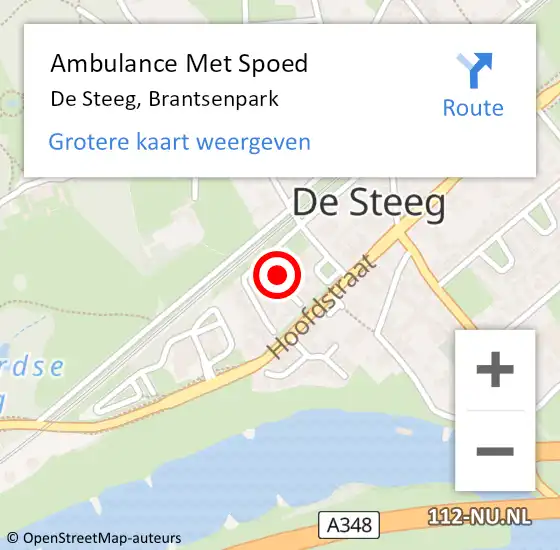 Locatie op kaart van de 112 melding: Ambulance Met Spoed Naar De Steeg, Brantsenpark op 14 januari 2020 12:27