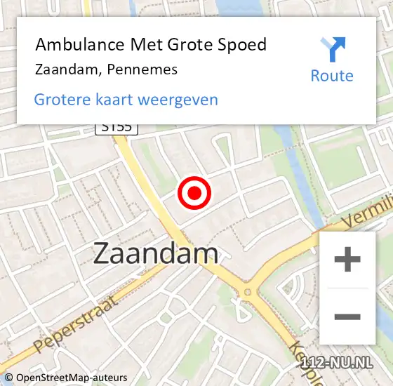 Locatie op kaart van de 112 melding: Ambulance Met Grote Spoed Naar Zaandam, Pennemes op 14 januari 2020 12:33