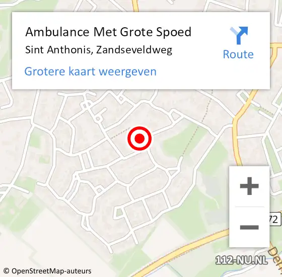 Locatie op kaart van de 112 melding: Ambulance Met Grote Spoed Naar Sint Anthonis, Zandseveldweg op 14 januari 2020 12:35