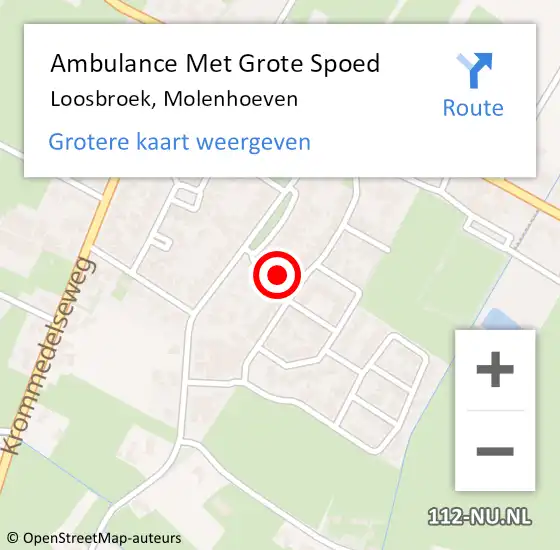 Locatie op kaart van de 112 melding: Ambulance Met Grote Spoed Naar Loosbroek, Molenhoeven op 14 januari 2020 12:49