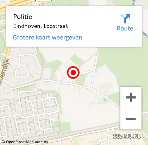 Locatie op kaart van de 112 melding: Politie Eindhoven, Loostraat op 14 januari 2020 12:57