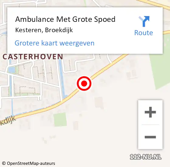Locatie op kaart van de 112 melding: Ambulance Met Grote Spoed Naar Kesteren, Broekdijk op 14 januari 2020 13:06