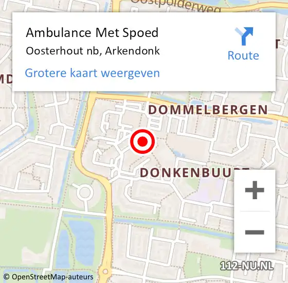 Locatie op kaart van de 112 melding: Ambulance Met Spoed Naar Oosterhout nb, Arkendonk op 14 januari 2020 13:37