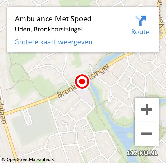 Locatie op kaart van de 112 melding: Ambulance Met Spoed Naar Uden, Bronkhorstsingel op 14 januari 2020 14:04