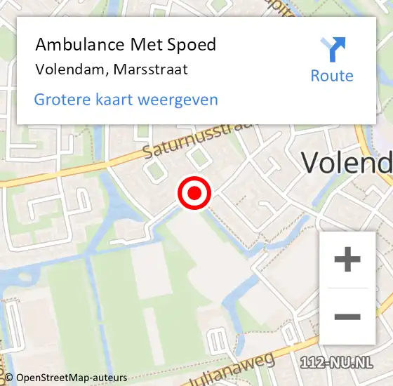 Locatie op kaart van de 112 melding: Ambulance Met Spoed Naar Volendam, Marsstraat op 14 januari 2020 14:16