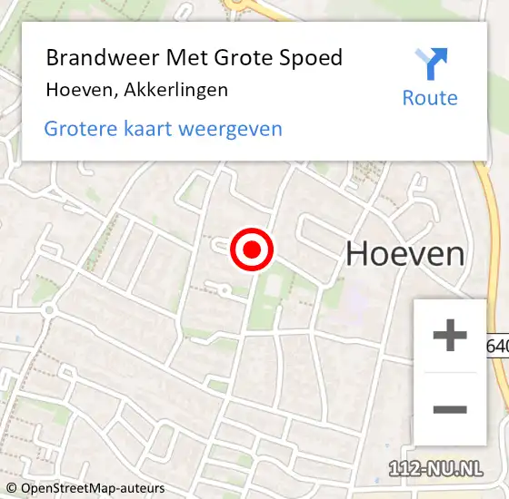 Locatie op kaart van de 112 melding: Brandweer Met Grote Spoed Naar Hoeven, Akkerlingen op 14 januari 2020 14:52