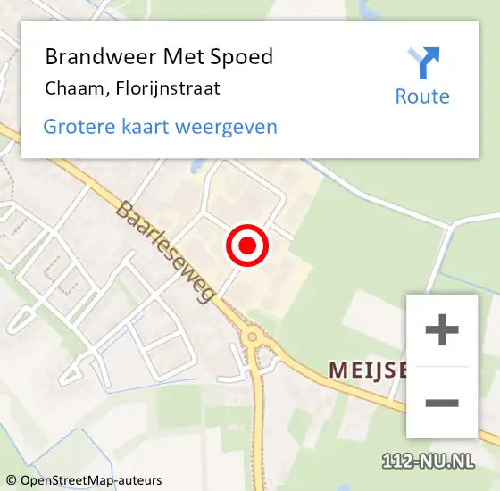 Locatie op kaart van de 112 melding: Brandweer Met Spoed Naar Chaam, Florijnstraat op 14 januari 2020 15:00