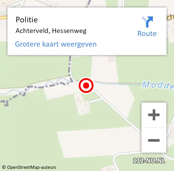 Locatie op kaart van de 112 melding: Politie Achterveld, Hessenweg op 14 januari 2020 16:58