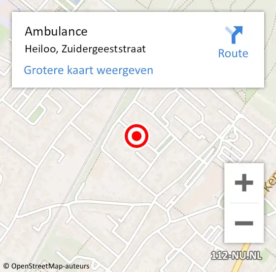 Locatie op kaart van de 112 melding: Ambulance Heiloo, Zuidergeeststraat op 14 januari 2020 17:06