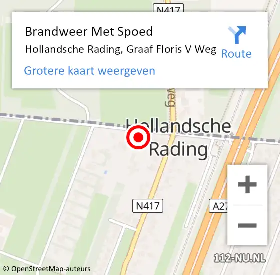 Locatie op kaart van de 112 melding: Brandweer Met Spoed Naar Hollandsche Rading, Graaf Floris V Weg op 25 april 2014 15:30