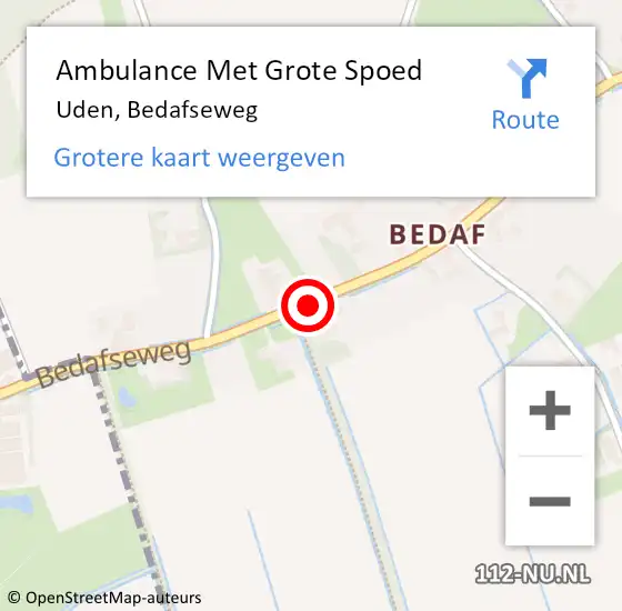Locatie op kaart van de 112 melding: Ambulance Met Grote Spoed Naar Uden, Bedafseweg op 14 januari 2020 17:23
