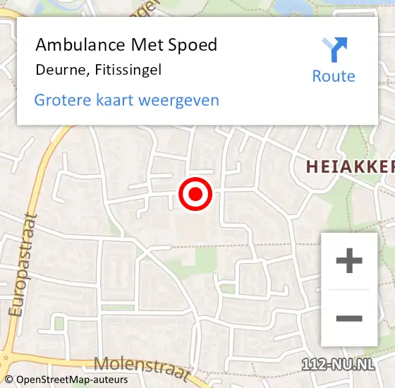 Locatie op kaart van de 112 melding: Ambulance Met Spoed Naar Deurne, Fitissingel op 14 januari 2020 18:06