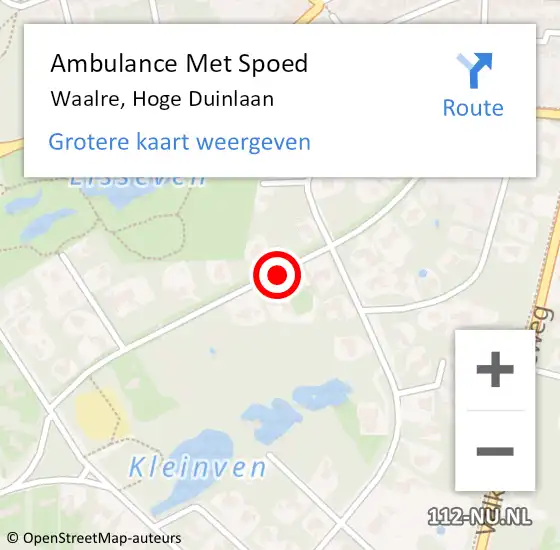 Locatie op kaart van de 112 melding: Ambulance Met Spoed Naar Waalre, Hoge Duinlaan op 14 januari 2020 18:19