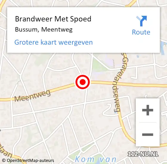 Locatie op kaart van de 112 melding: Brandweer Met Spoed Naar Hilversum, Meentweg op 14 januari 2020 19:01