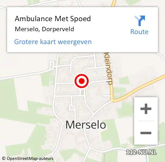 Locatie op kaart van de 112 melding: Ambulance Met Spoed Naar Merselo, Dorperveld op 30 september 2013 03:21