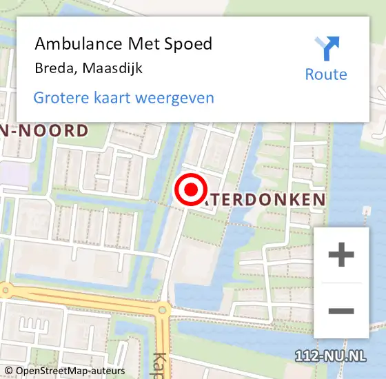 Locatie op kaart van de 112 melding: Ambulance Met Spoed Naar Breda, Maasdijk op 14 januari 2020 19:12