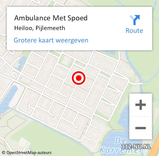 Locatie op kaart van de 112 melding: Ambulance Met Spoed Naar Heiloo, Pijlemeeth op 14 januari 2020 20:02