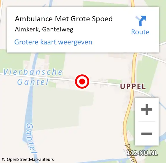 Locatie op kaart van de 112 melding: Ambulance Met Grote Spoed Naar Almkerk, Gantelweg op 14 januari 2020 20:10