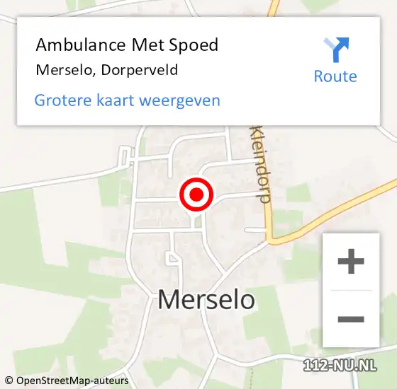 Locatie op kaart van de 112 melding: Ambulance Met Spoed Naar Merselo, Dorperveld op 30 september 2013 03:23