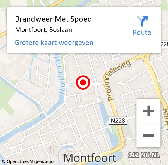 Locatie op kaart van de 112 melding: Brandweer Met Spoed Naar Montfoort, Boslaan op 14 januari 2020 21:18