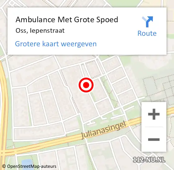 Locatie op kaart van de 112 melding: Ambulance Met Grote Spoed Naar Oss, Iepenstraat op 14 januari 2020 21:18