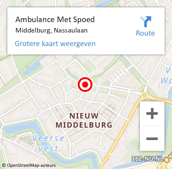 Locatie op kaart van de 112 melding: Ambulance Met Spoed Naar Middelburg, Nassaulaan op 14 januari 2020 21:51