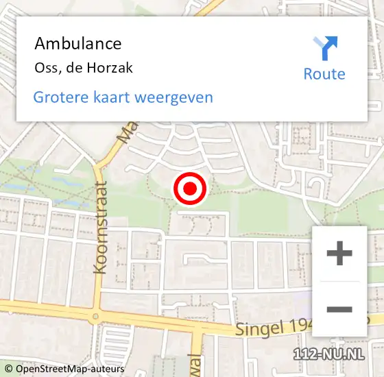 Locatie op kaart van de 112 melding: Ambulance Oss, de Horzak op 14 januari 2020 23:13