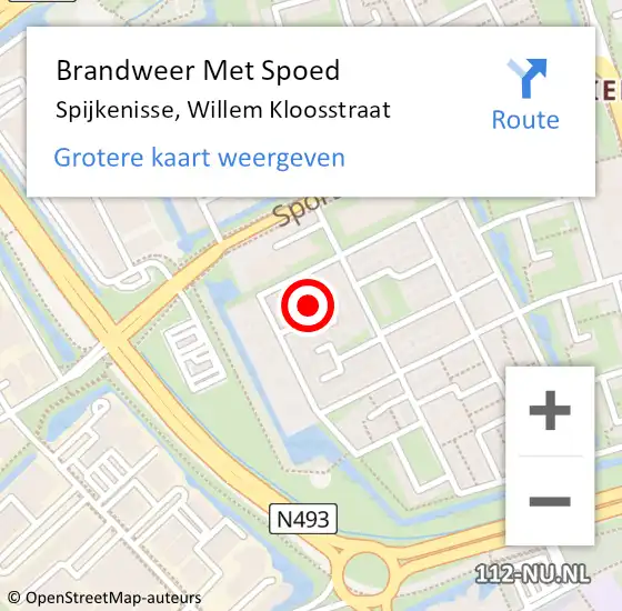 Locatie op kaart van de 112 melding: Brandweer Met Spoed Naar Spijkenisse, Willem Kloosstraat op 14 januari 2020 23:16