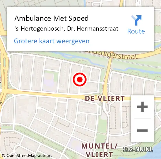 Locatie op kaart van de 112 melding: Ambulance Met Spoed Naar 's-Hertogenbosch, Dr. Hermansstraat op 15 januari 2020 00:33