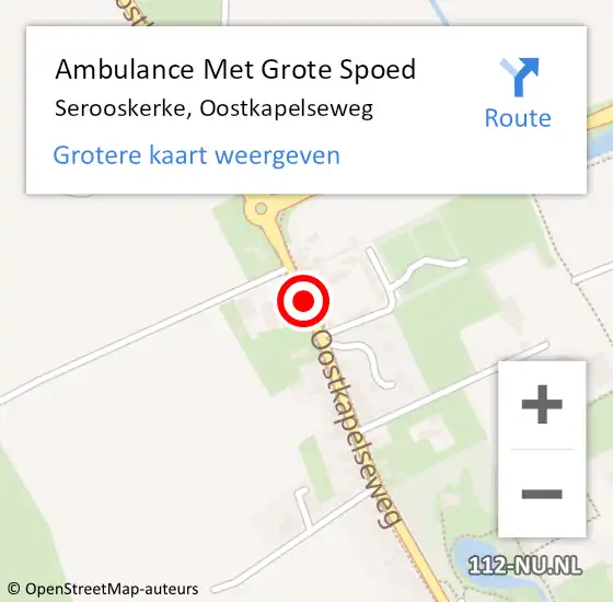 Locatie op kaart van de 112 melding: Ambulance Met Grote Spoed Naar Serooskerke, Oostkapelseweg op 15 januari 2020 02:33