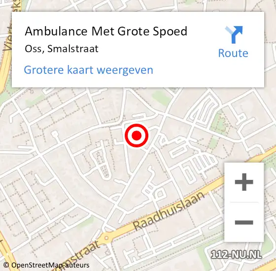 Locatie op kaart van de 112 melding: Ambulance Met Grote Spoed Naar Oss, Smalstraat op 15 januari 2020 09:10