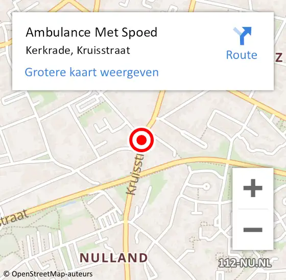 Locatie op kaart van de 112 melding: Ambulance Met Spoed Naar Kerkrade, Kruisstraat op 15 januari 2020 09:19