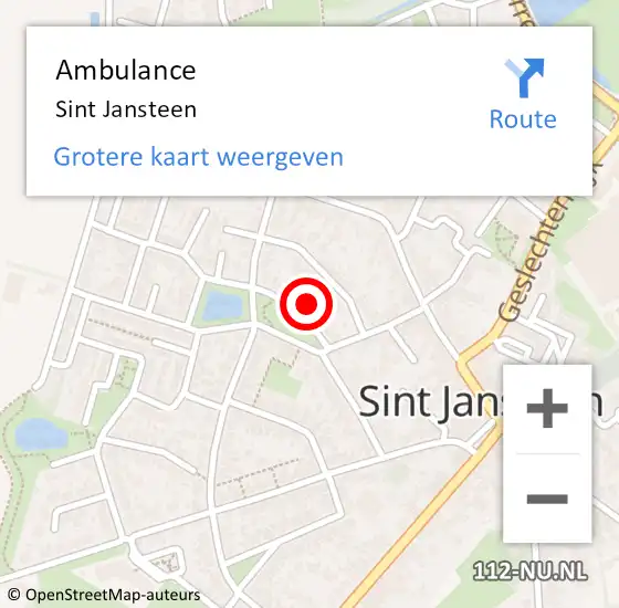 Locatie op kaart van de 112 melding: Ambulance Sint Jansteen op 15 januari 2020 09:33