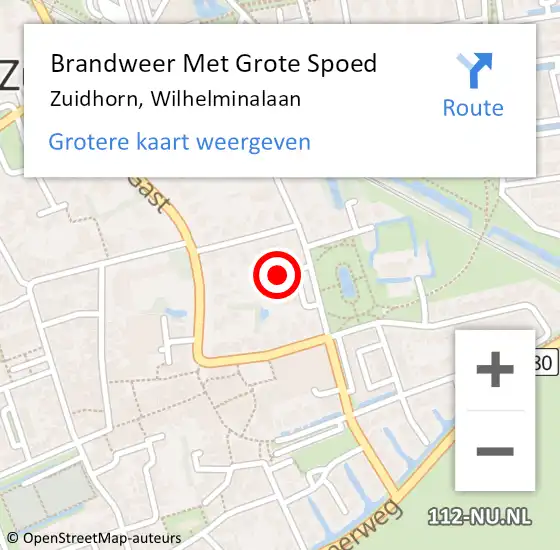 Locatie op kaart van de 112 melding: Brandweer Met Grote Spoed Naar Zuidhorn, Wilhelminalaan op 15 januari 2020 09:33