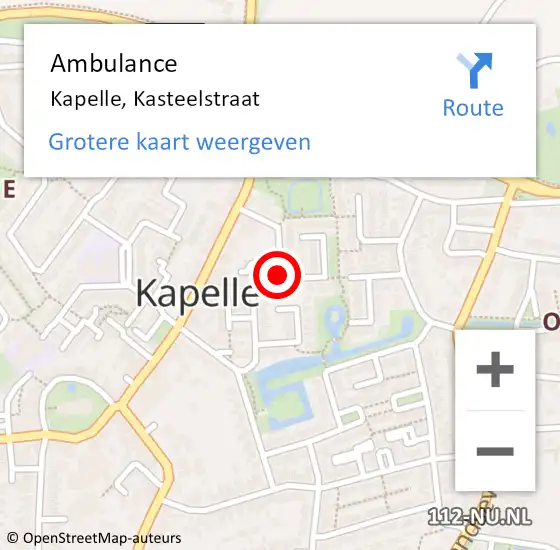 Locatie op kaart van de 112 melding: Ambulance Kapelle, Kasteelstraat op 15 januari 2020 10:06