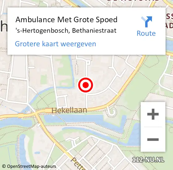 Locatie op kaart van de 112 melding: Ambulance Met Grote Spoed Naar 's-Hertogenbosch, Bethaniestraat op 15 januari 2020 10:21