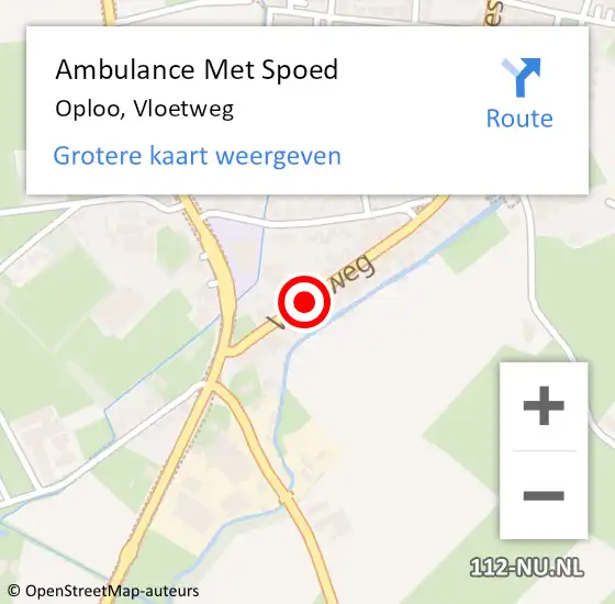 Locatie op kaart van de 112 melding: Ambulance Met Spoed Naar Oploo, Vloetweg op 15 januari 2020 10:38