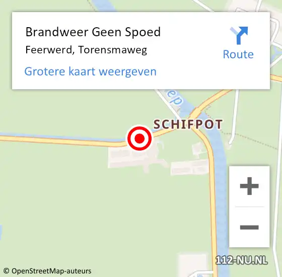 Locatie op kaart van de 112 melding: Brandweer Geen Spoed Naar Feerwerd, Torensmaweg op 15 januari 2020 10:44